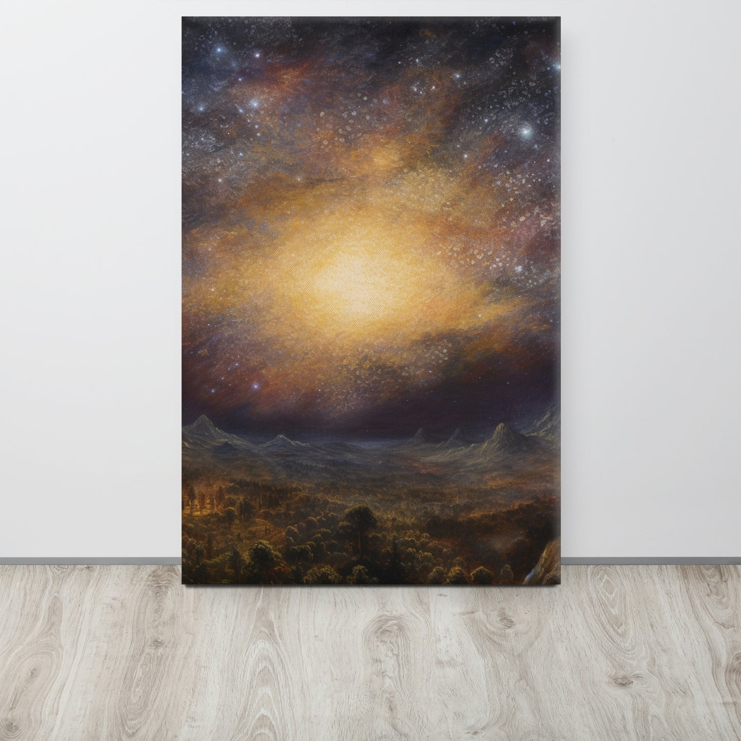 "Cosmic Waltz" - Canvas Print Inspired by Samuel Palmer's Visionary Art