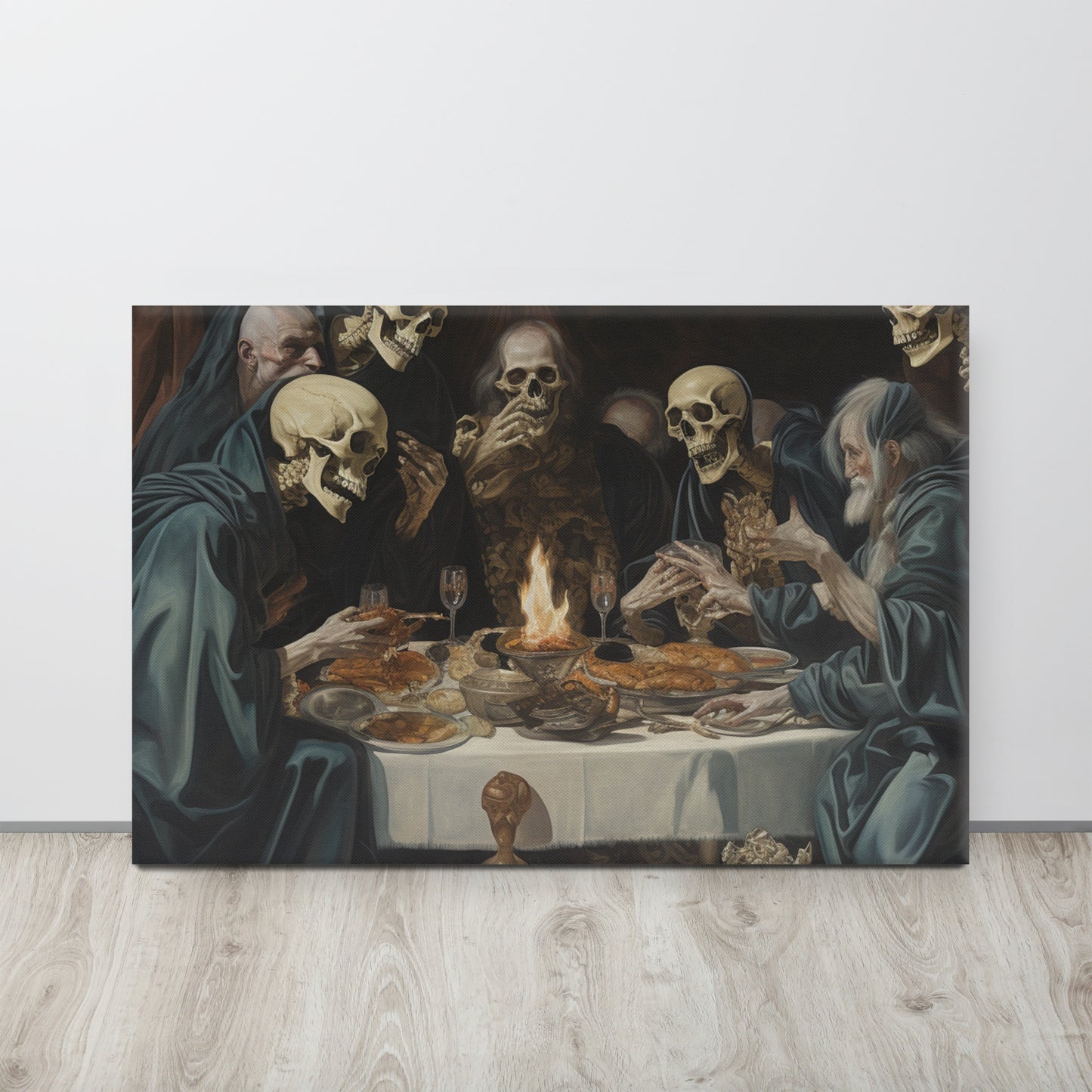 "The Unholy Feast" - AI Generated Art Print Inspired by Ponziano Loverini's Eerie Style