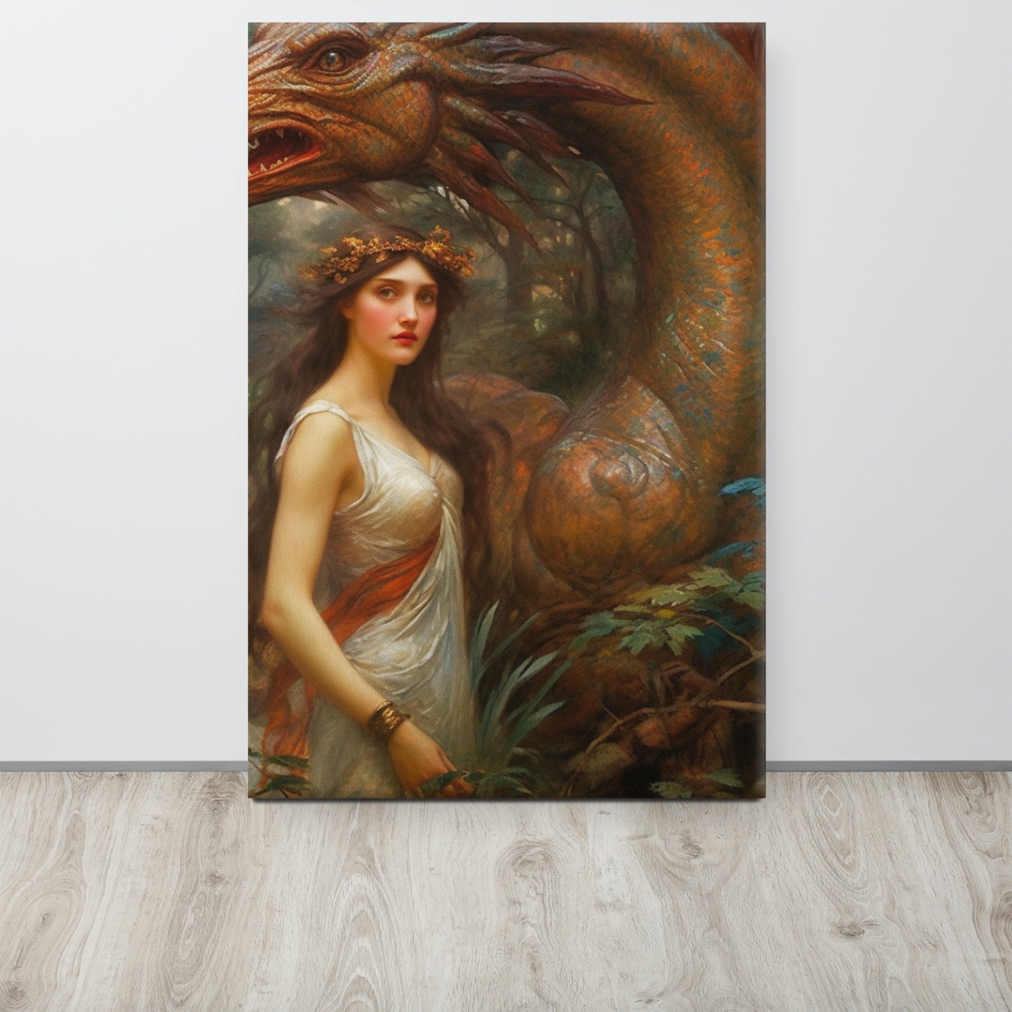 "Enchanted Encounter" - John William Waterhouse-Inspired AI Canvas Print