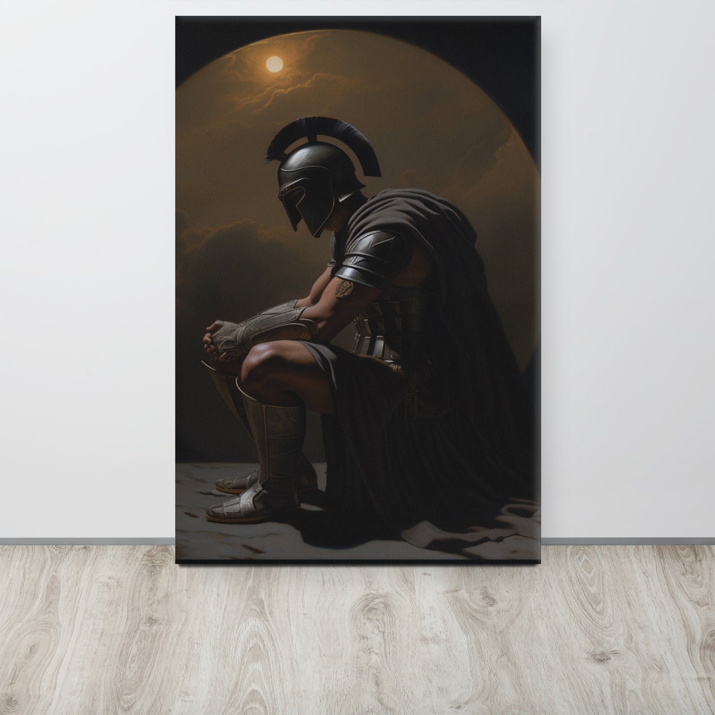 Eclipse of the Soul: Chiaroscuro Canvas Print in the Style of Caravaggio