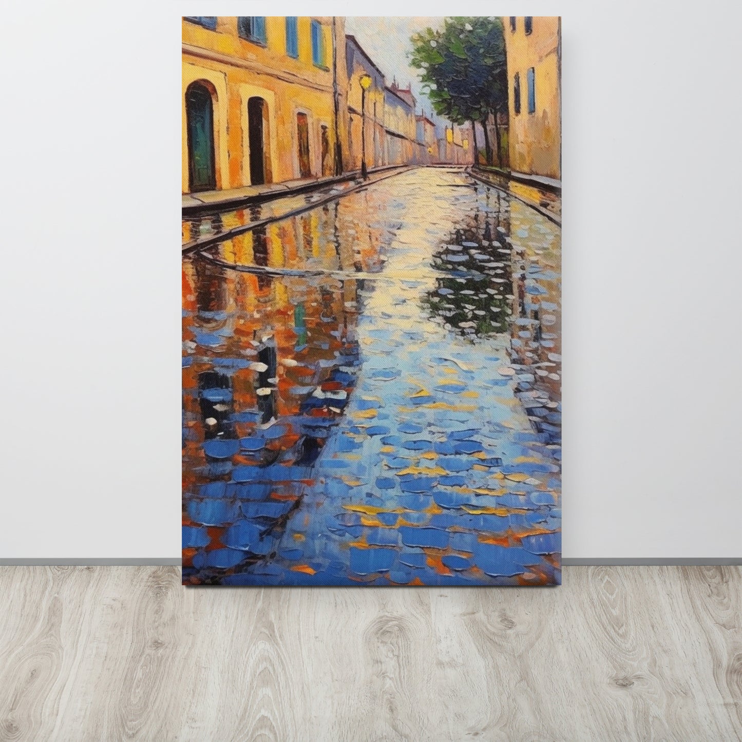 Impasto Rainfall: Monet-Inspired Oil Canvas Print