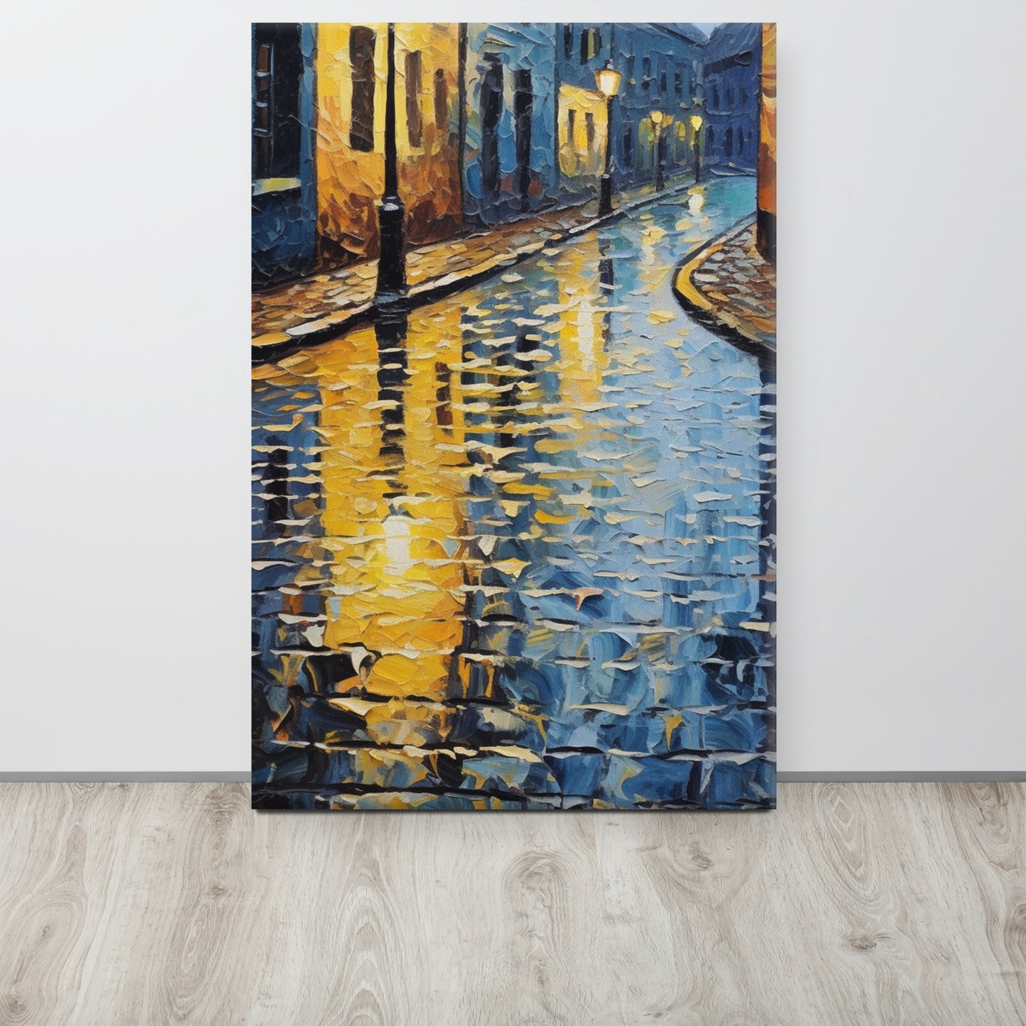 Nocturnal Showers: Monet-Inspired Oil Canvas Print - Night Version