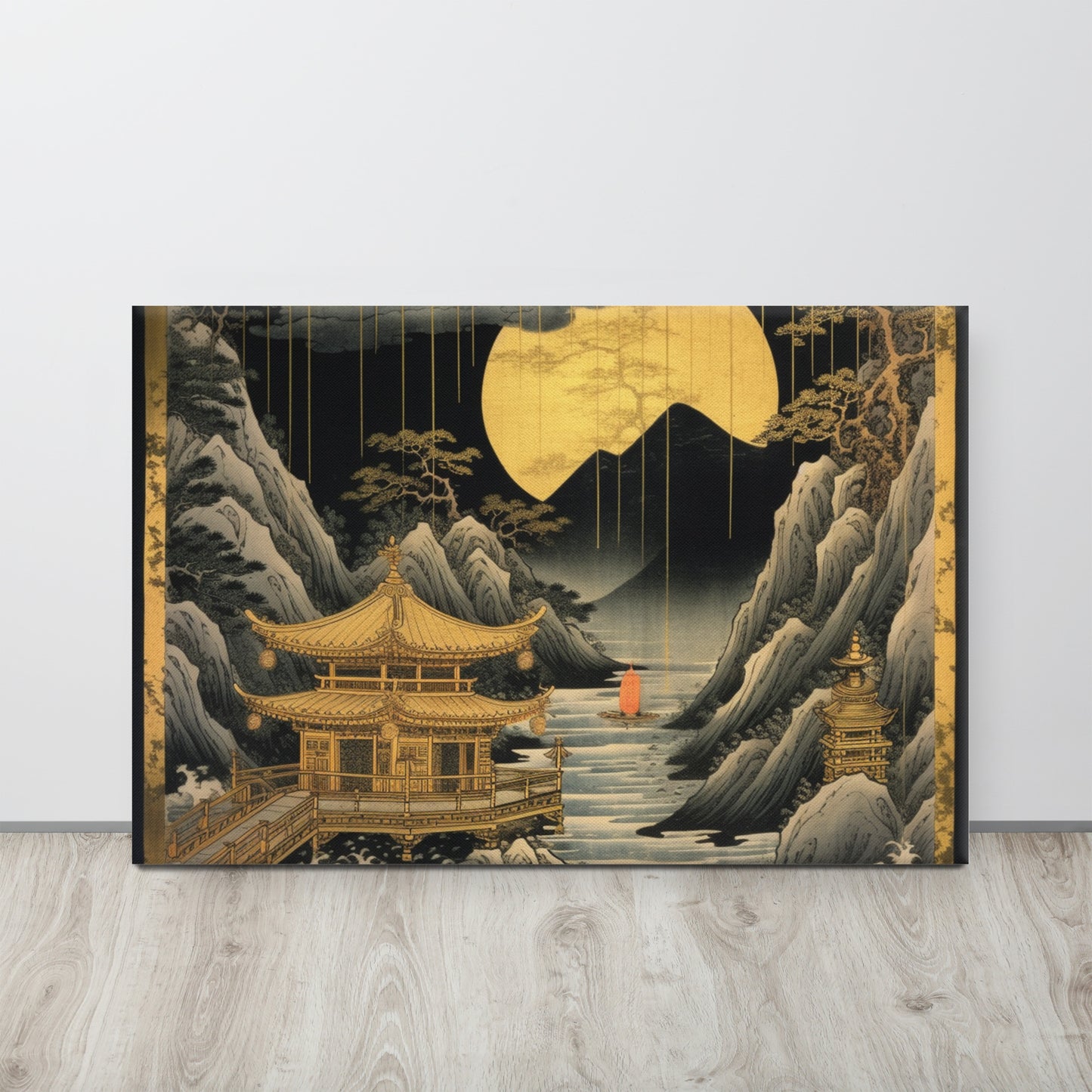 Stormy Shrine: Tawaraya Sotatsu-Inspired Canvas Print