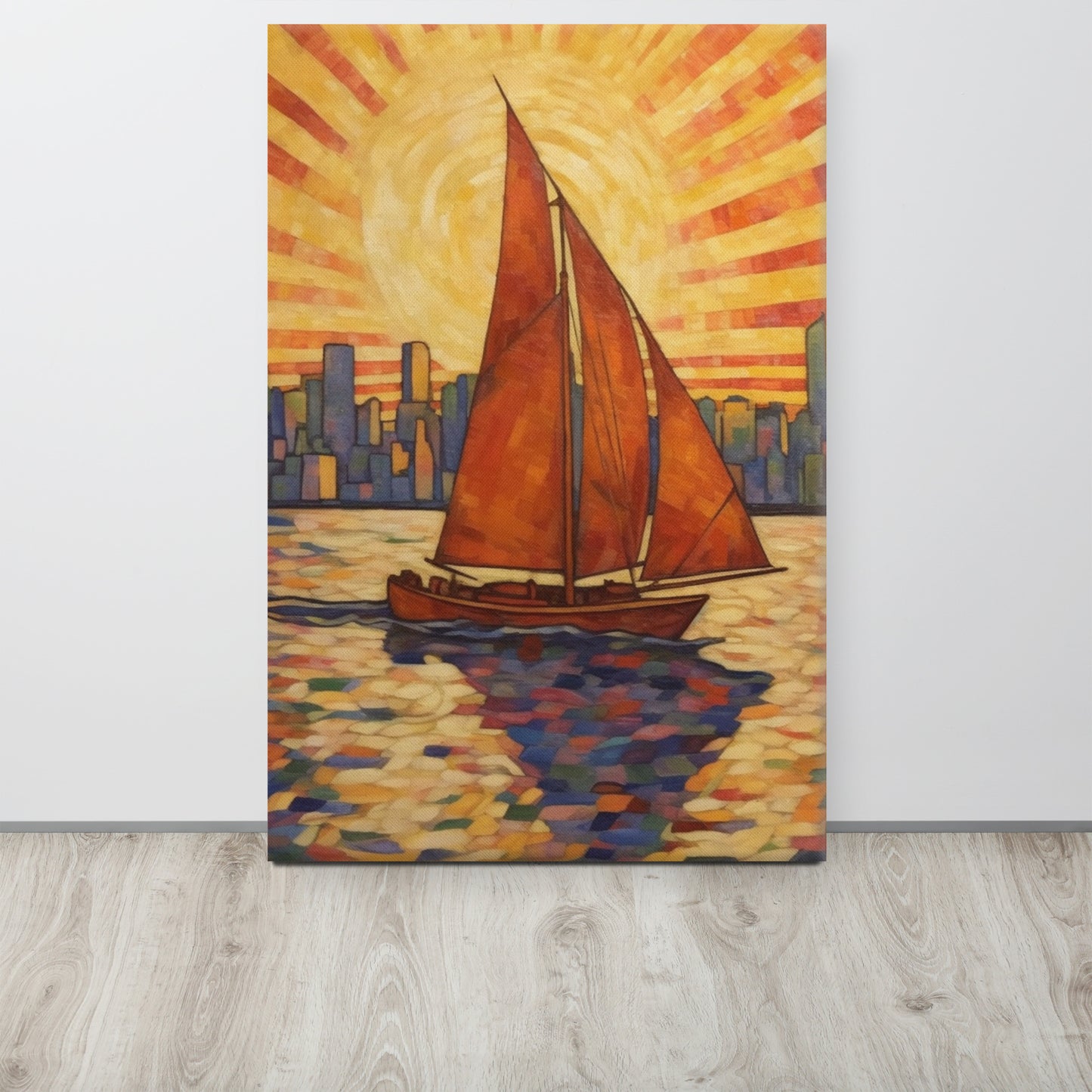 Sailing Into the Sunset: NYC Egon Schiele-Inspired Canvas Print