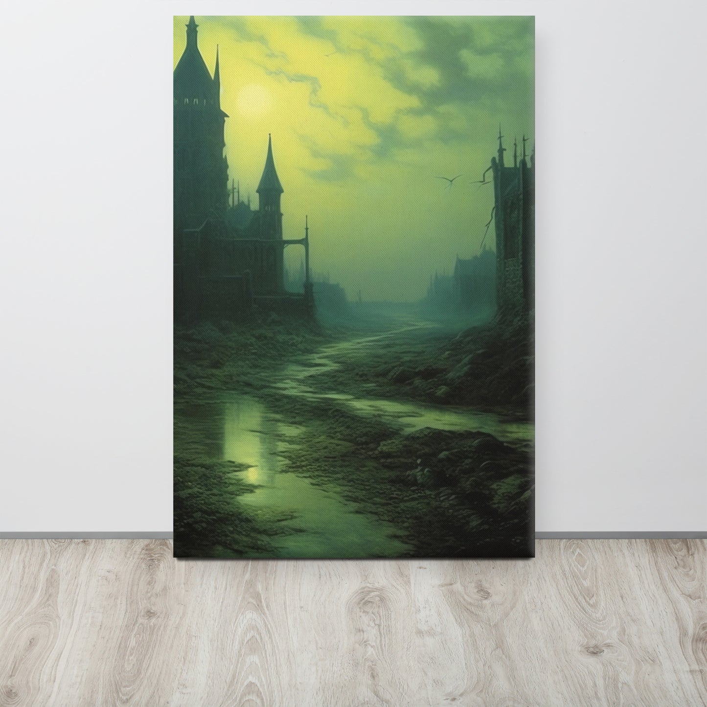 Haunted Cathedral: Surreal Zdzisław Beksiński Inspired Canvas Print