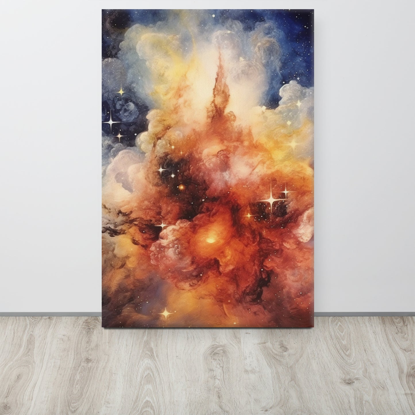 Nebula's Embrace: J.M.W Turner Inspired Nebula and Star Cluster Canvas Print