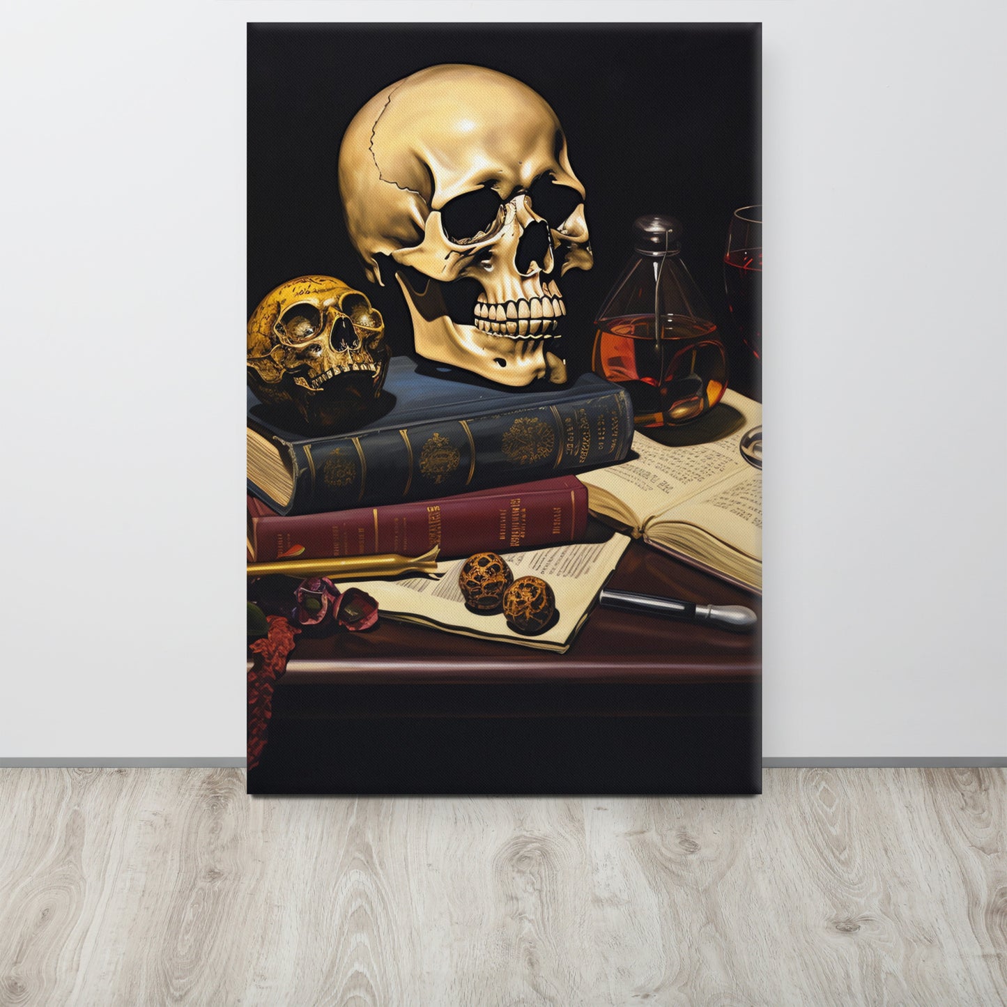 Vanitas Reimagined: A Caravaggio-Inspired Ultra Realistic Oil Painting Canvas Print