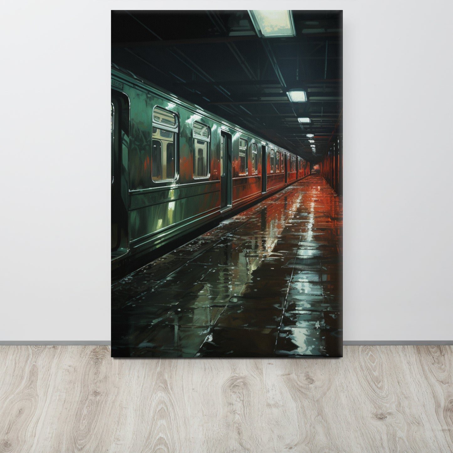 Subterranean Solitude: Solitude in Emerald & Crimson Canvas Print