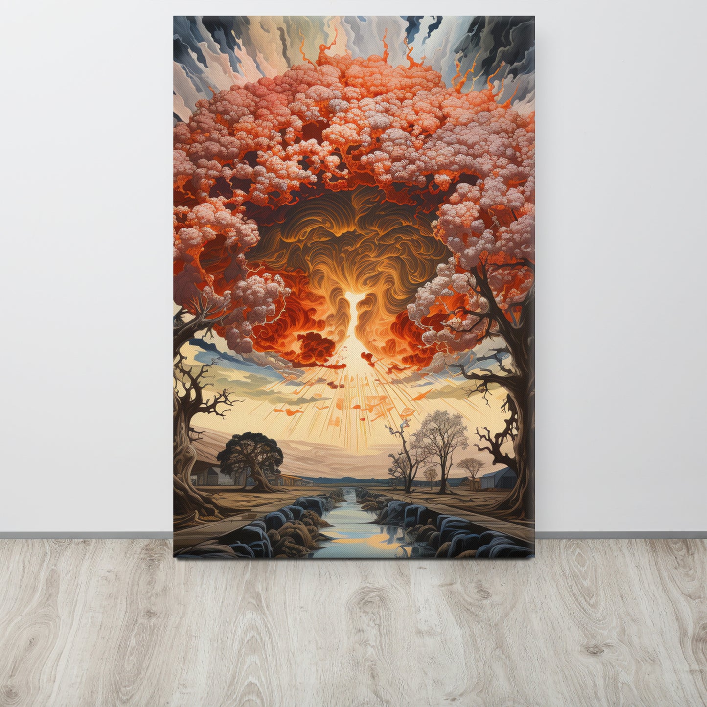 Hydrogenesis: Escher-Inspired Hydrogen Bomb Explosion Canvas Art