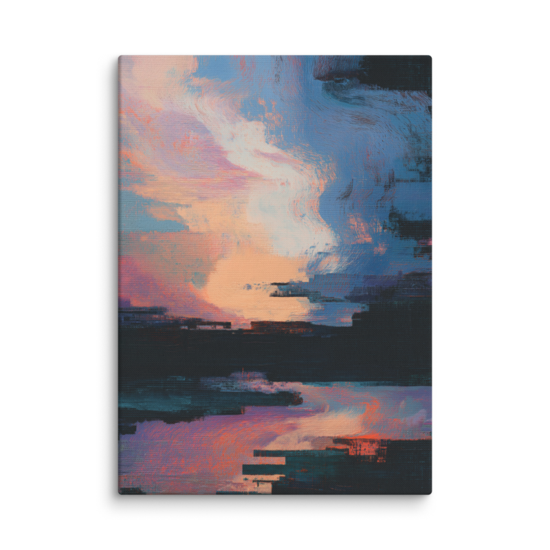 Glitch Sunset Canvas Print – Vaporwave Abstract Wall Art | Dopamine Decor Modern Home Decor
