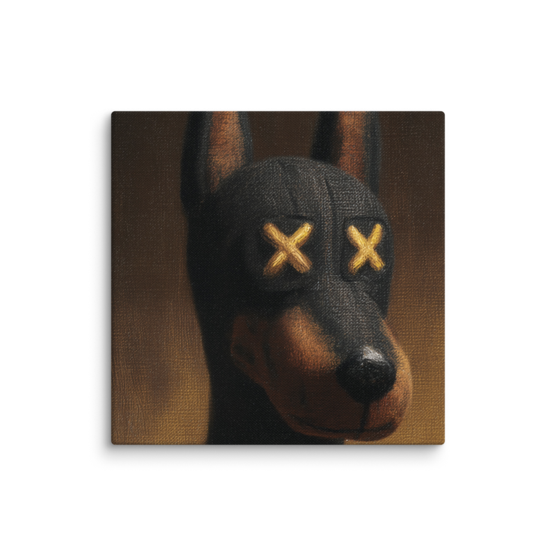 Doberman Portrait Canvas Print – Dark Luxury Street Art Wall Art | Bold Masculine Home Decor