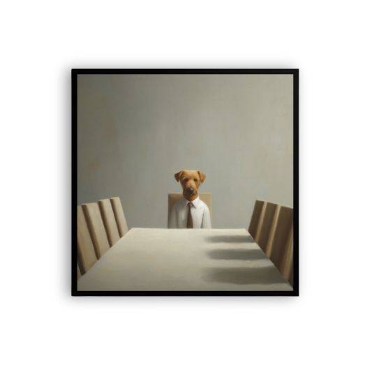 Funny Dog Wall Art – Business Dog Canvas Print | Surrealist Minimalist Office Home Decor