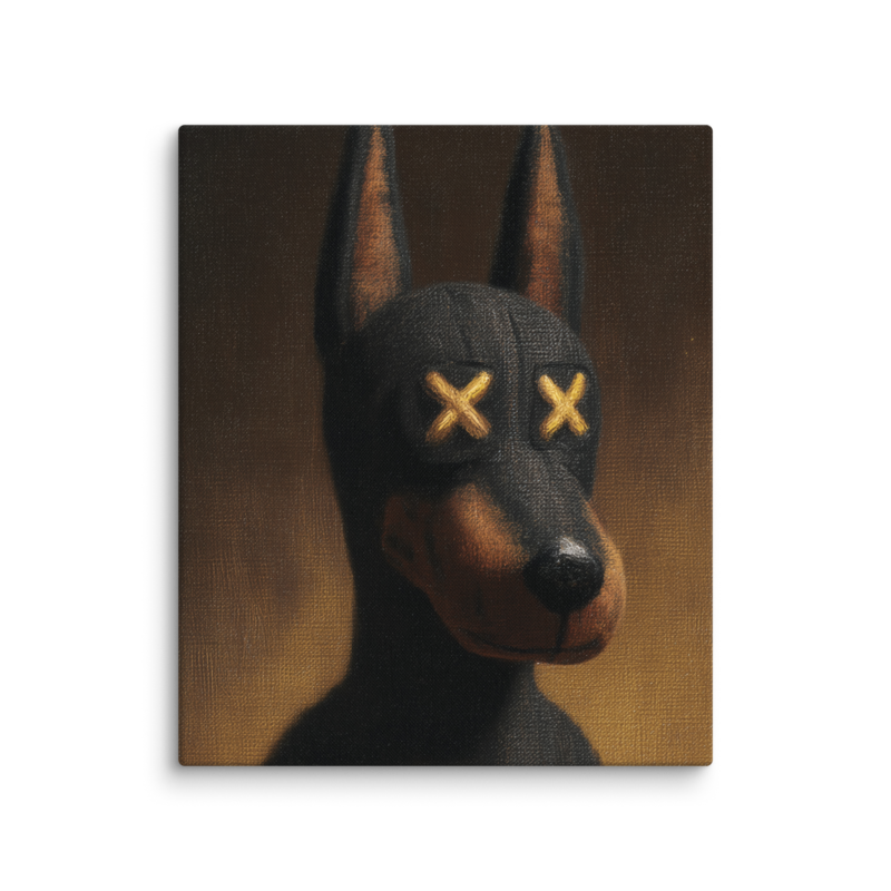 Doberman Portrait Canvas Print – Dark Luxury Street Art Wall Art | Bold Masculine Home Decor
