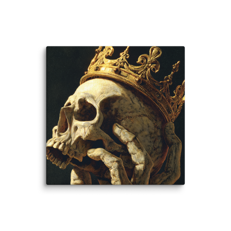 Gothic Wall Art – Crowned Skull Canvas Print | Dark Academia Memento Mori Home Decor