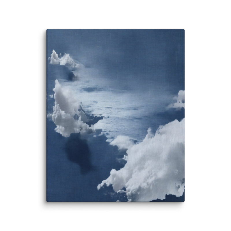 Blue Cloud Canvas Print – Coastal Minimalist Wall Art | Navy Japandi Calm Home Decor
