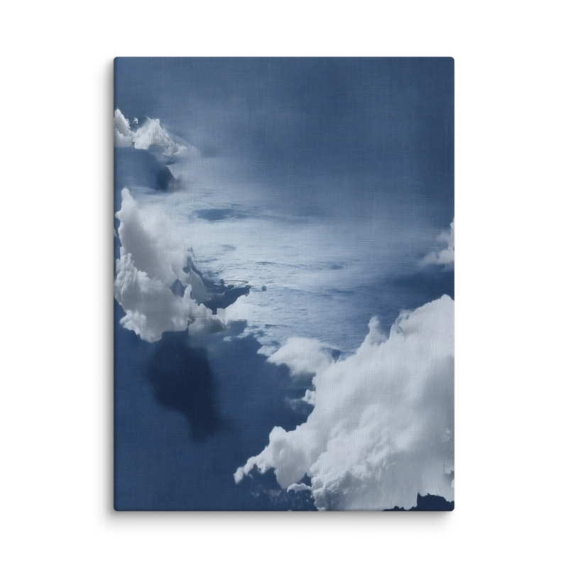 Blue Cloud Canvas Print – Coastal Minimalist Wall Art | Navy Japandi Calm Home Decor