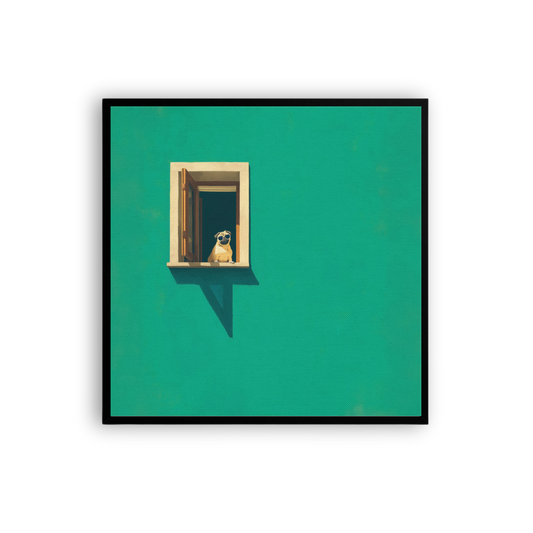 Minimalist Pop Art Dog Wall Art – Playful Emerald Green Canvas Print