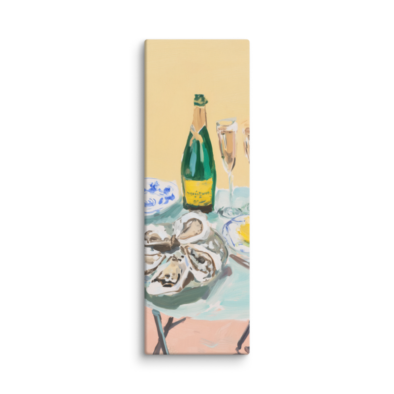 Champagne & Oysters Canvas Print – French Bistro Still Life Wall Art | Dopamine Home Decor