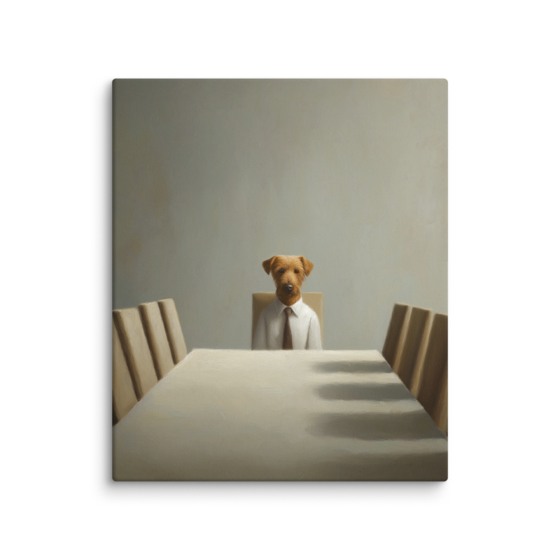 Funny Dog Wall Art – Business Dog Canvas Print | Surrealist Minimalist Office Home Decor