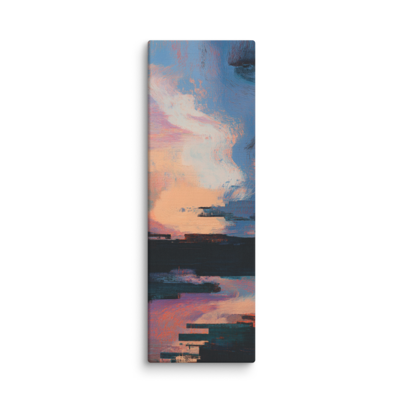 Glitch Sunset Canvas Print – Vaporwave Abstract Wall Art | Dopamine Decor Modern Home Decor