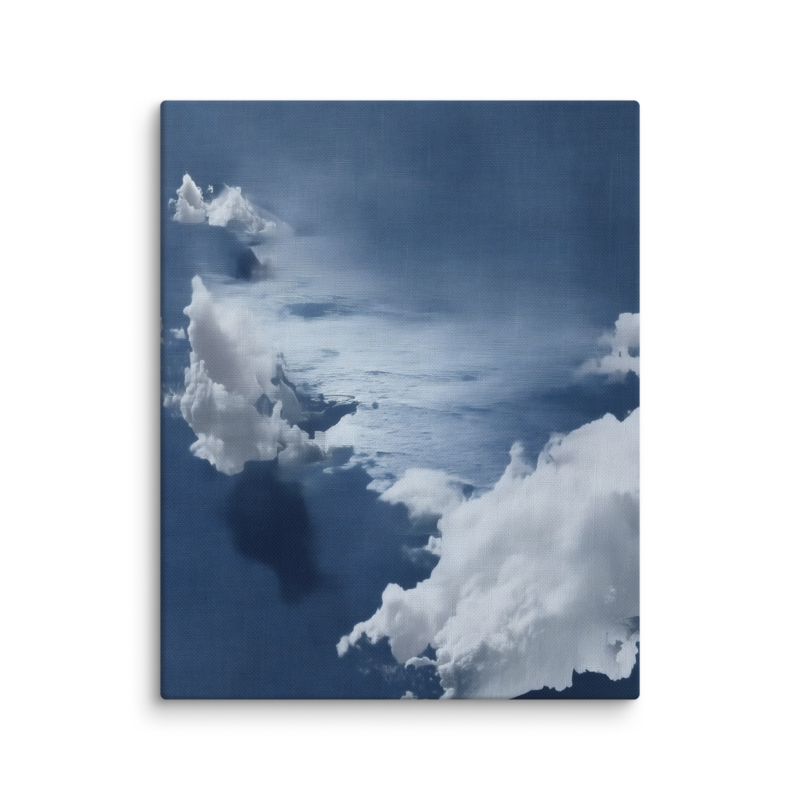 Blue Cloud Canvas Print – Coastal Minimalist Wall Art | Navy Japandi Calm Home Decor