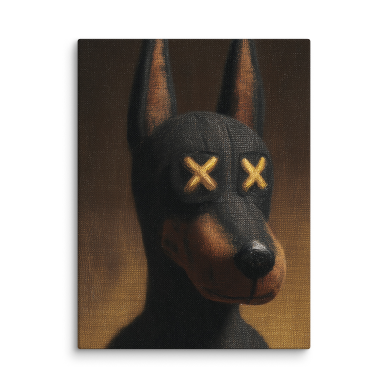 Doberman Portrait Canvas Print – Dark Luxury Street Art Wall Art | Bold Masculine Home Decor