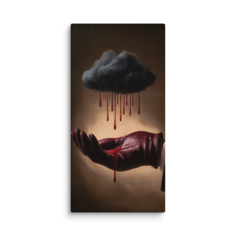 Surrealist Wall Art – Dark Cloud Hand Canvas Print | Gothic Moody Chiaroscuro Home Decor