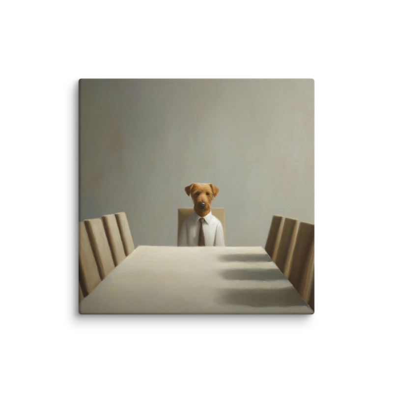 Funny Dog Wall Art – Business Dog Canvas Print | Surrealist Minimalist Office Home Decor