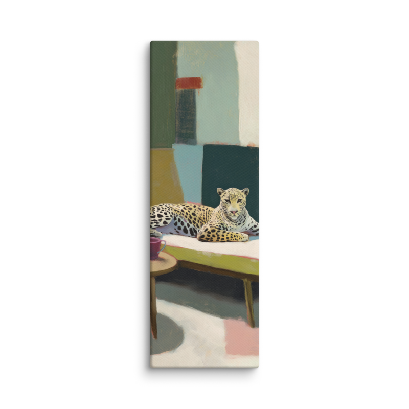 Leopard on Daybed Canvas Print – MCM Wall Art | Dopamine Decor Mid Century Modern Home Decor
