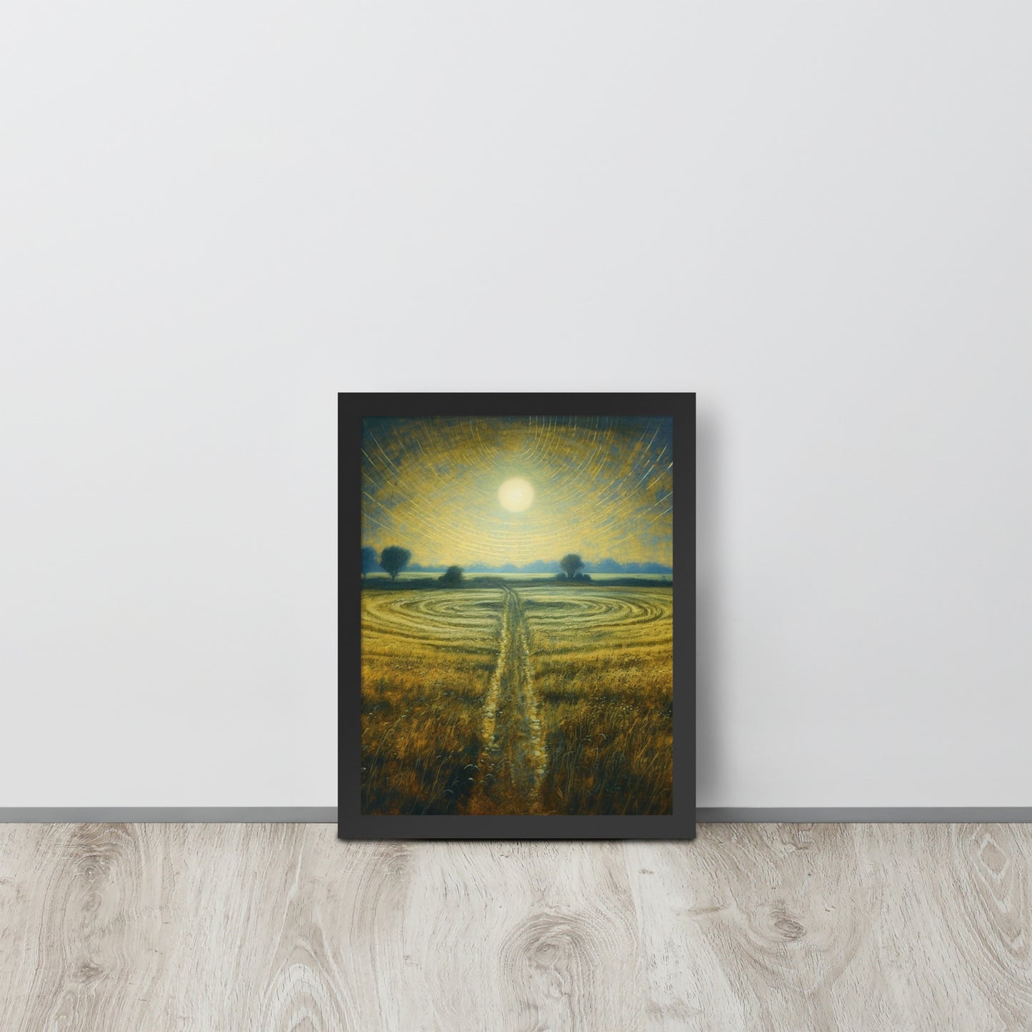 Celestial Harvest: J.M.W. Turner-Inspired Moonlit Field Framed poster - Perfect for a Contemporary Interior