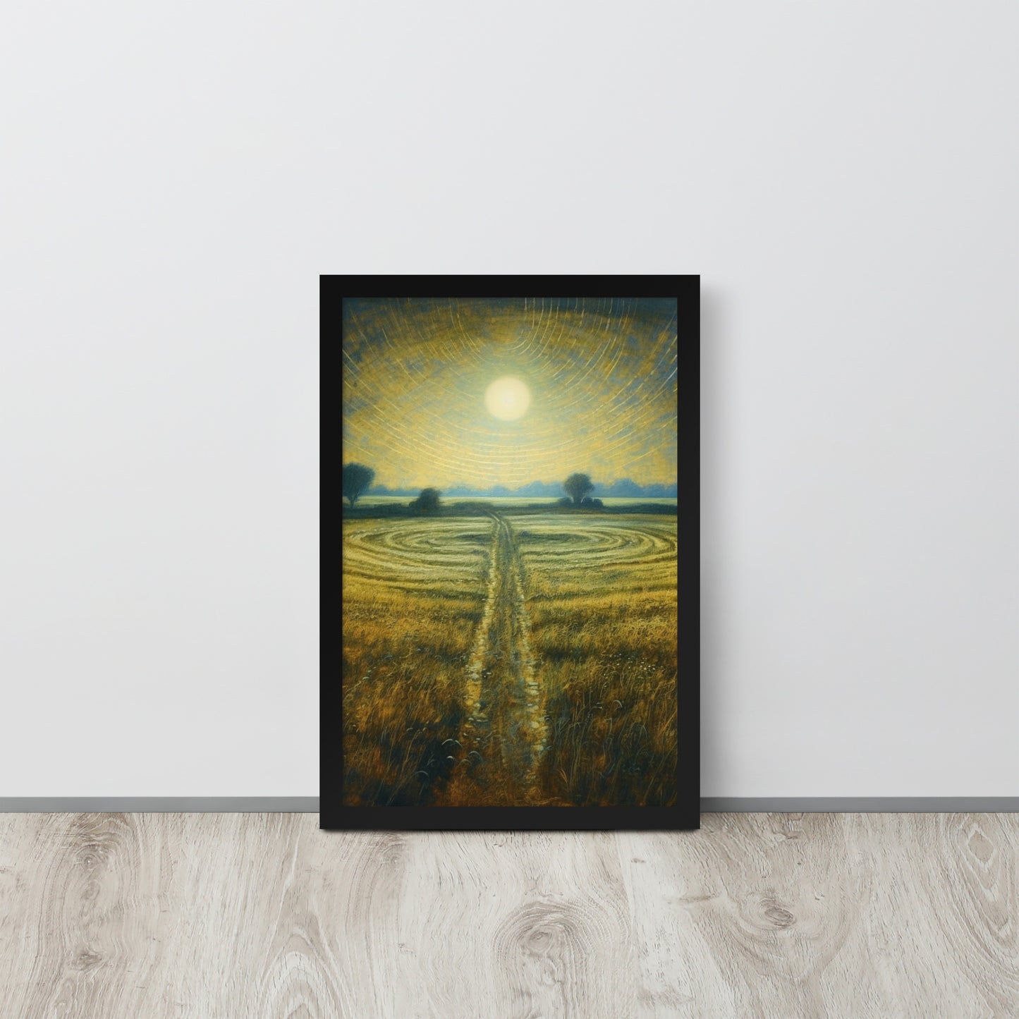 Celestial Harvest: J.M.W. Turner-Inspired Moonlit Field Framed poster - Perfect for a Contemporary Interior