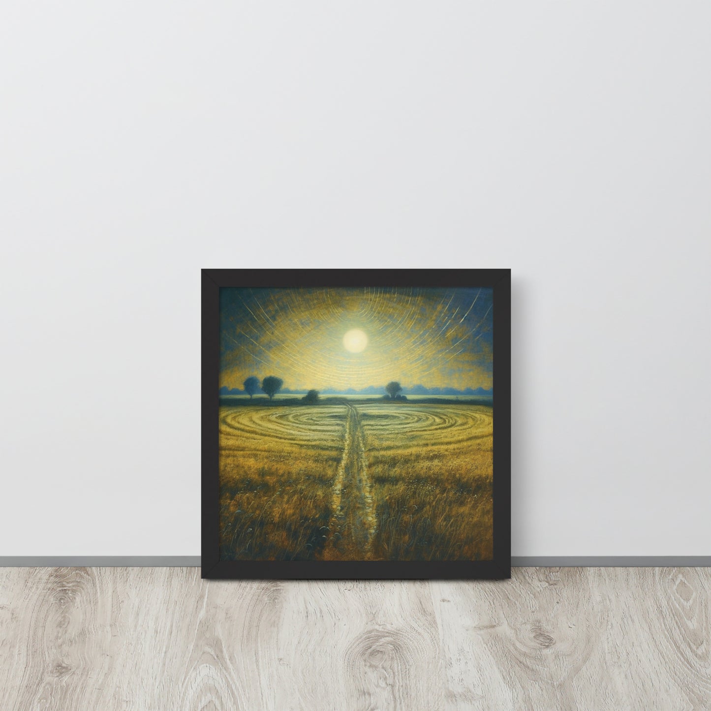 Celestial Harvest: J.M.W. Turner-Inspired Moonlit Field Framed poster - Perfect for a Contemporary Interior