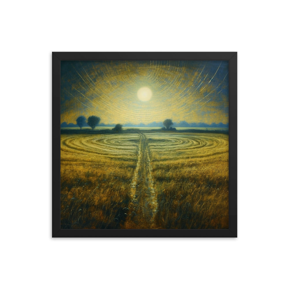 Celestial Harvest: J.M.W. Turner-Inspired Moonlit Field Framed poster - Perfect for a Contemporary Interior