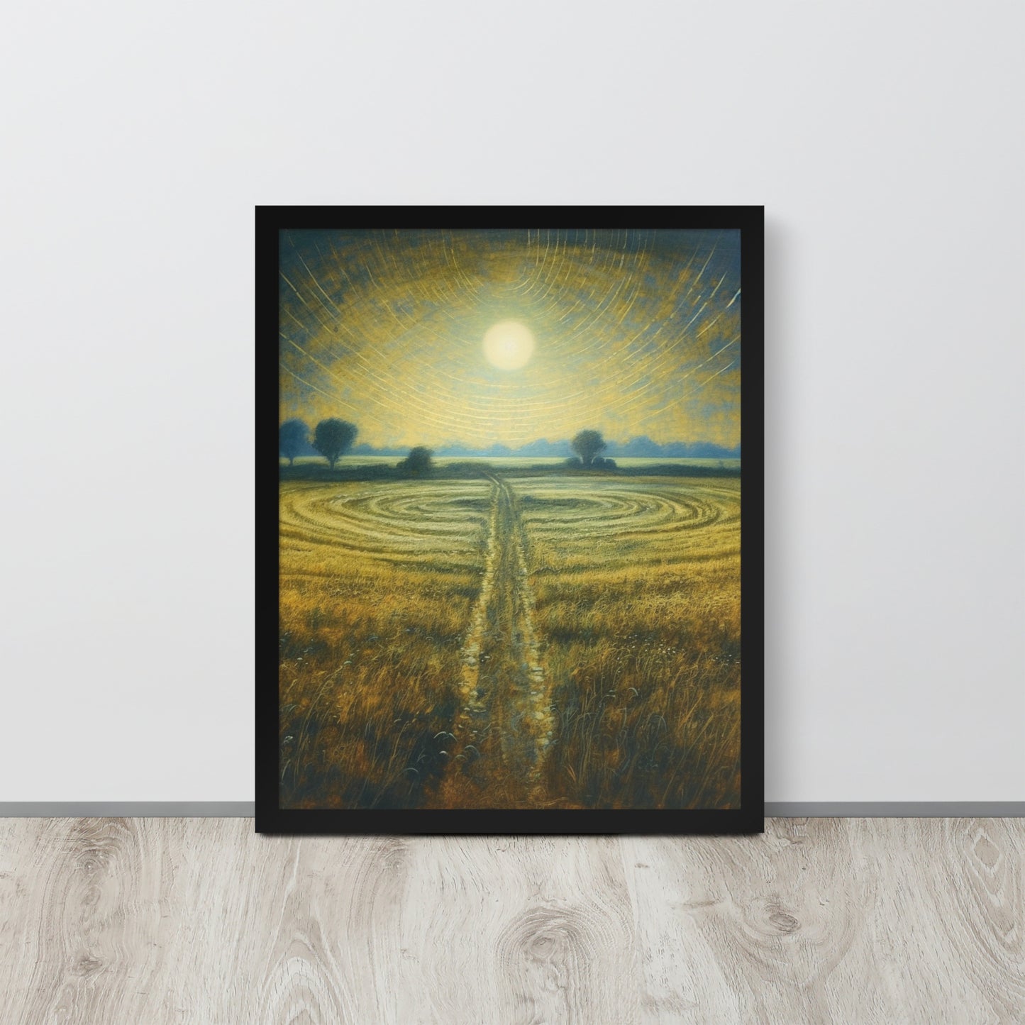 Celestial Harvest: J.M.W. Turner-Inspired Moonlit Field Framed poster - Perfect for a Contemporary Interior