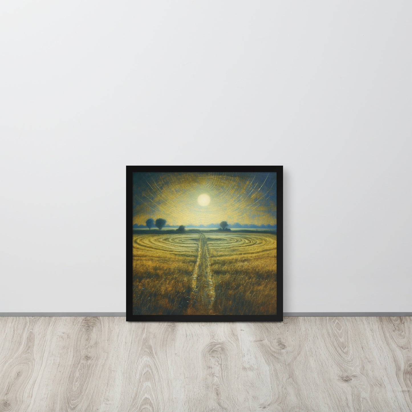 Celestial Harvest: J.M.W. Turner-Inspired Moonlit Field Framed poster - Perfect for a Contemporary Interior