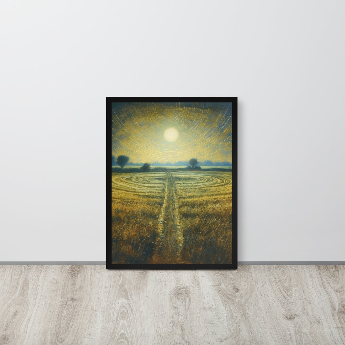 Celestial Harvest: J.M.W. Turner-Inspired Moonlit Field Framed poster - Perfect for a Contemporary Interior