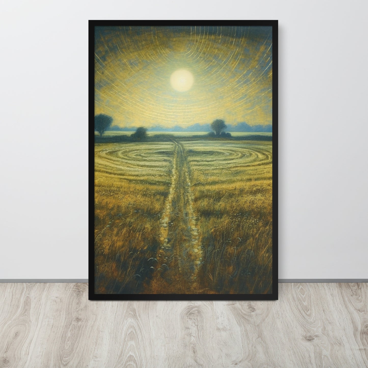 Celestial Harvest: J.M.W. Turner-Inspired Moonlit Field Framed poster - Perfect for a Contemporary Interior