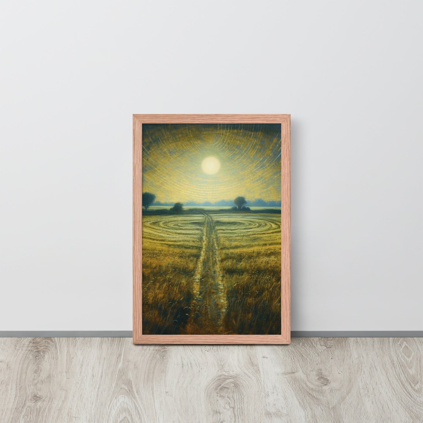 Celestial Harvest: J.M.W. Turner-Inspired Moonlit Field Framed poster - Perfect for a Contemporary Interior