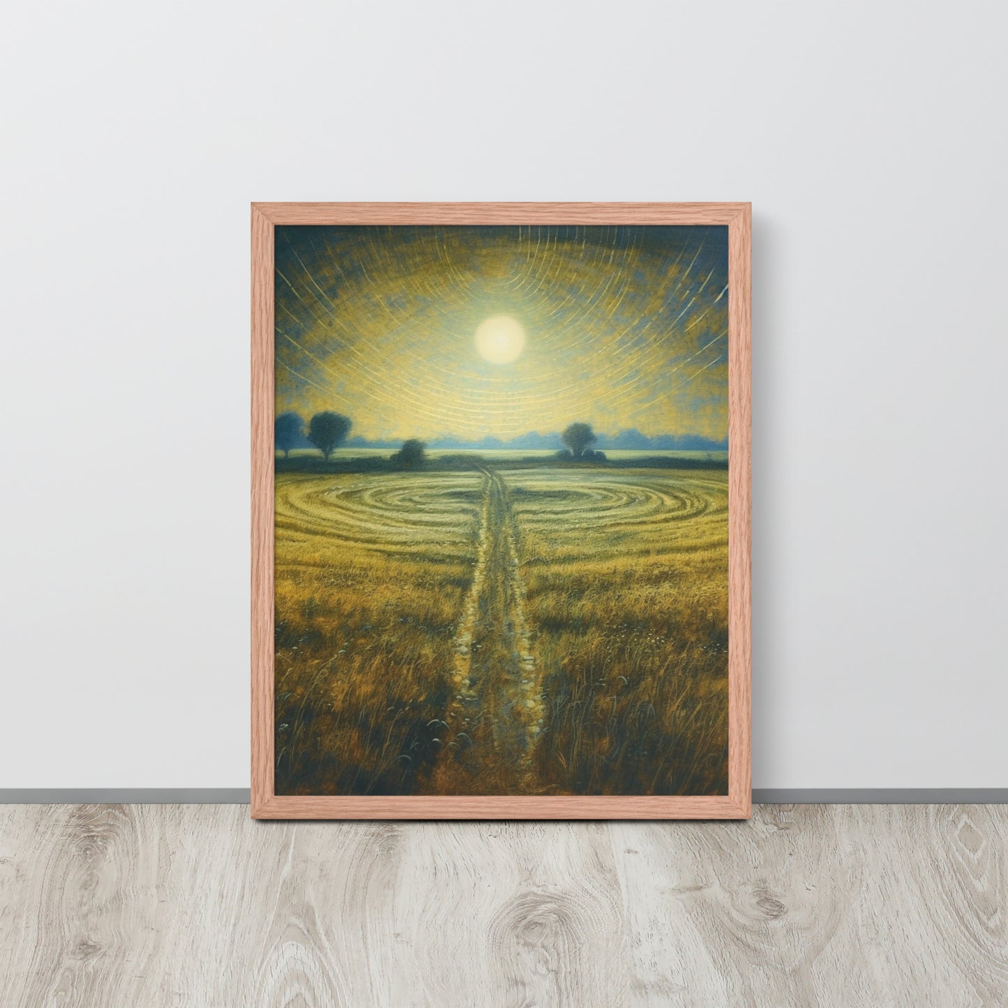 Celestial Harvest: J.M.W. Turner-Inspired Moonlit Field Framed poster - Perfect for a Contemporary Interior