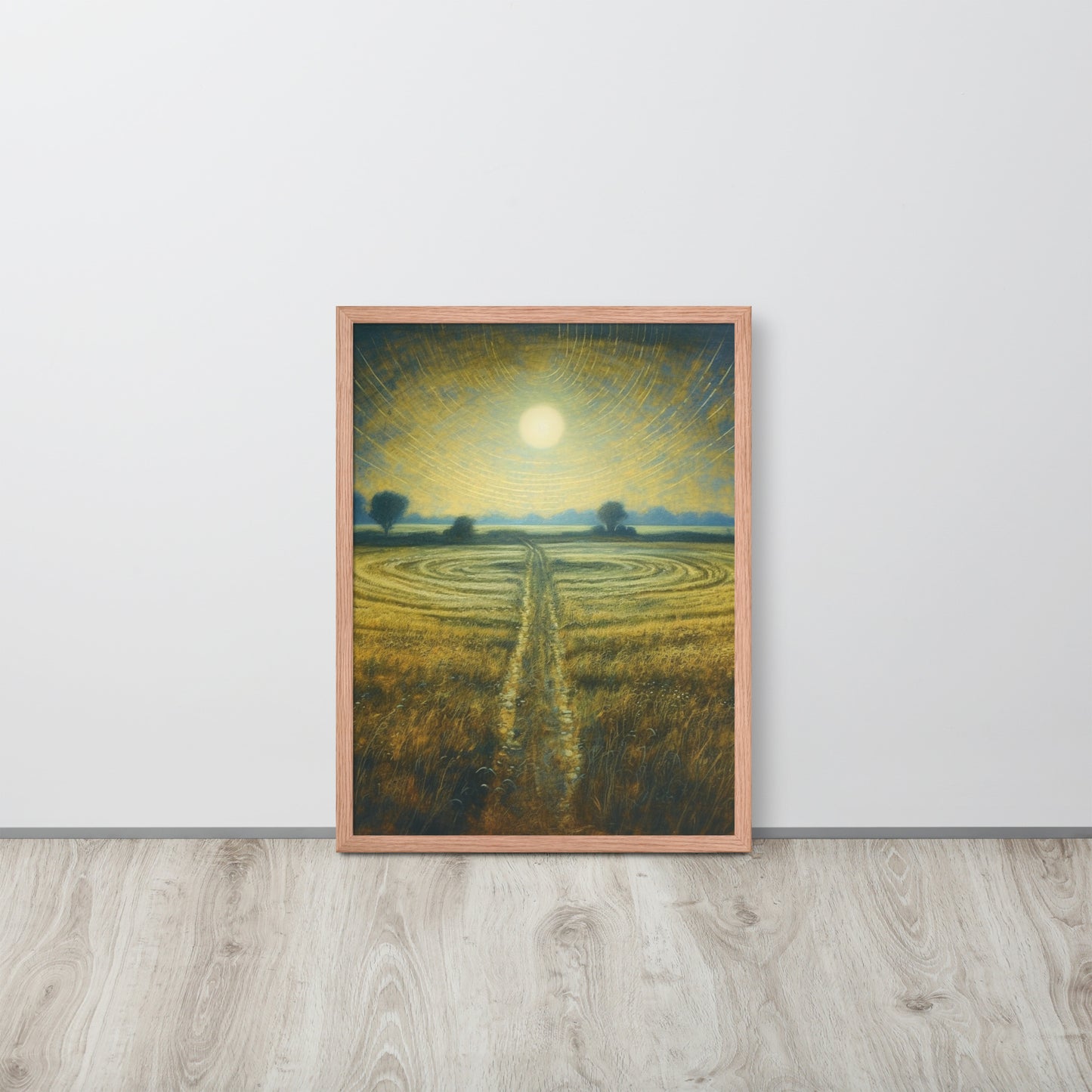 Celestial Harvest: J.M.W. Turner-Inspired Moonlit Field Framed poster - Perfect for a Contemporary Interior