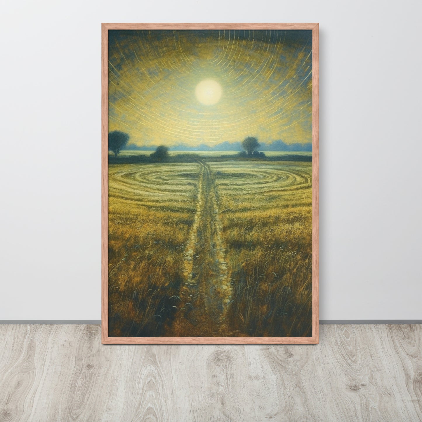 Celestial Harvest: J.M.W. Turner-Inspired Moonlit Field Framed poster - Perfect for a Contemporary Interior