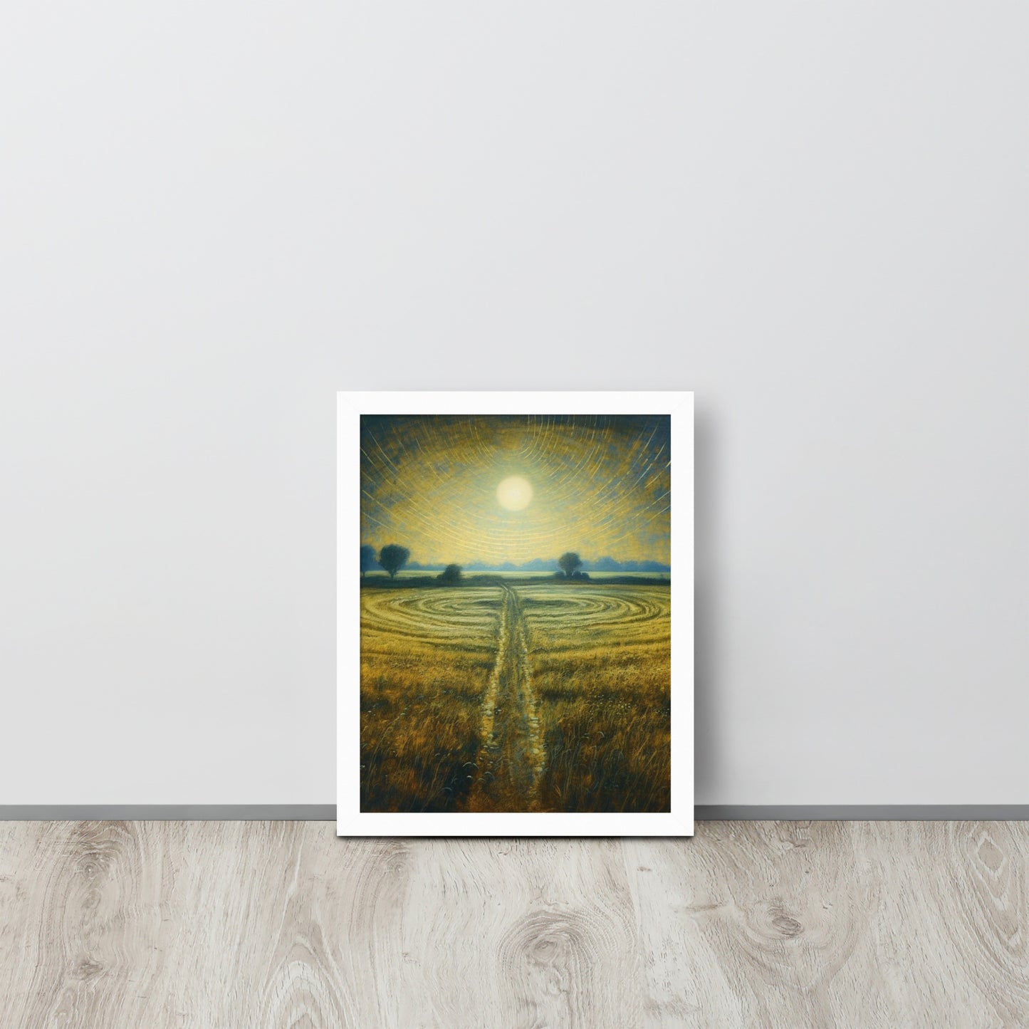 Celestial Harvest: J.M.W. Turner-Inspired Moonlit Field Framed poster - Perfect for a Contemporary Interior