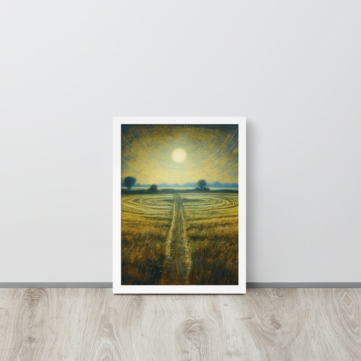 Celestial Harvest: J.M.W. Turner-Inspired Moonlit Field Framed poster - Perfect for a Contemporary Interior