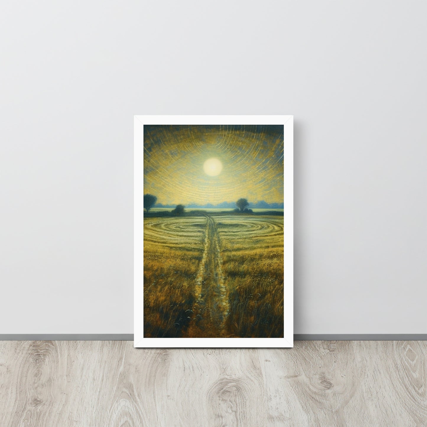 Celestial Harvest: J.M.W. Turner-Inspired Moonlit Field Framed poster - Perfect for a Contemporary Interior