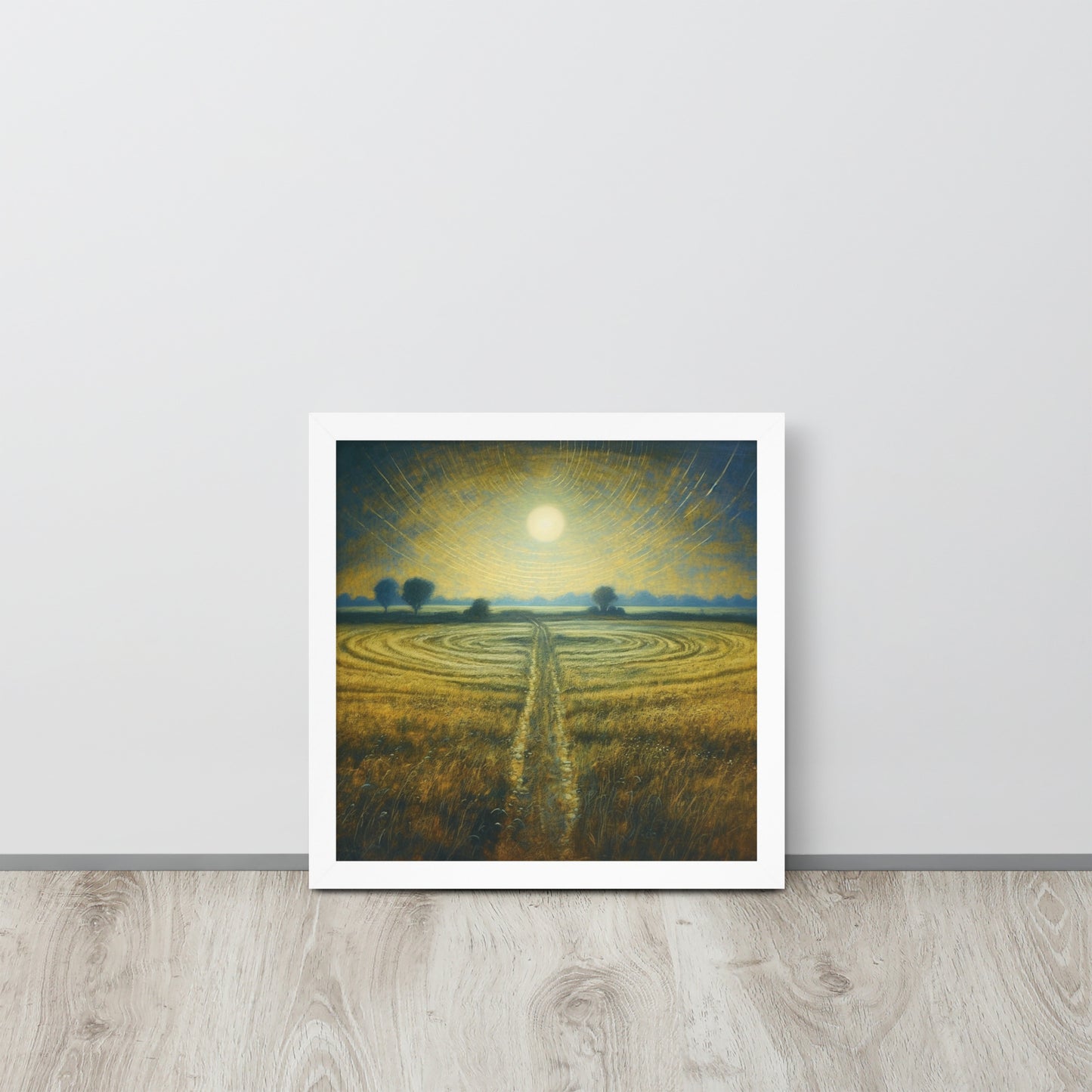 Celestial Harvest: J.M.W. Turner-Inspired Moonlit Field Framed poster - Perfect for a Contemporary Interior