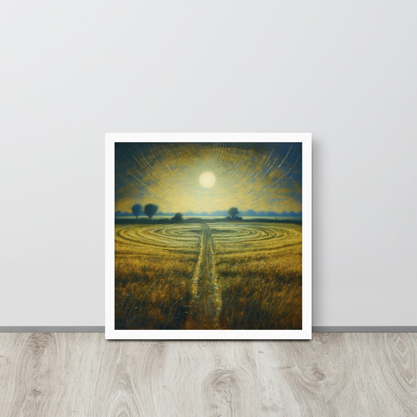 Celestial Harvest: J.M.W. Turner-Inspired Moonlit Field Framed poster - Perfect for a Contemporary Interior