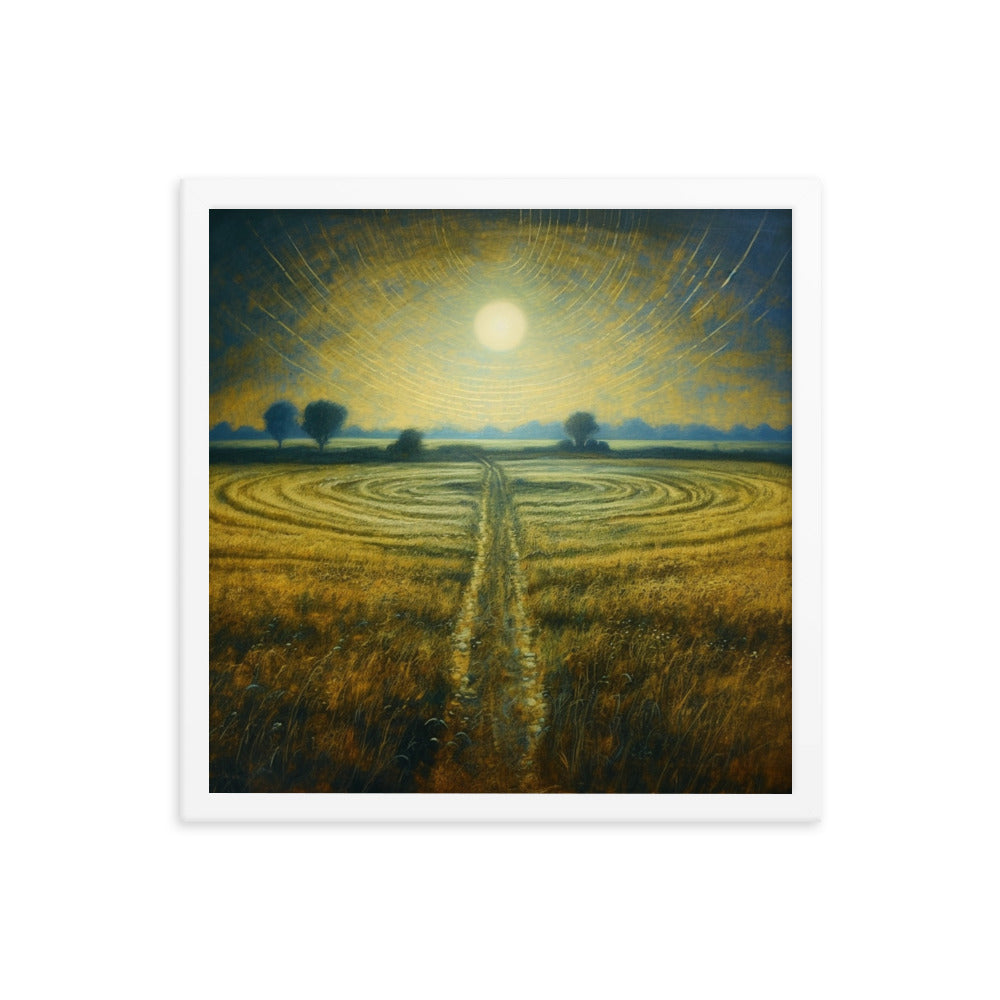 Celestial Harvest: J.M.W. Turner-Inspired Moonlit Field Framed poster - Perfect for a Contemporary Interior