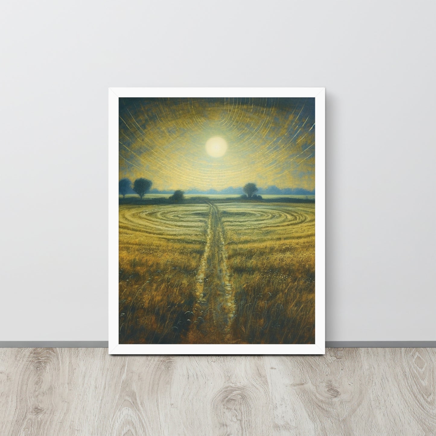 Celestial Harvest: J.M.W. Turner-Inspired Moonlit Field Framed poster - Perfect for a Contemporary Interior