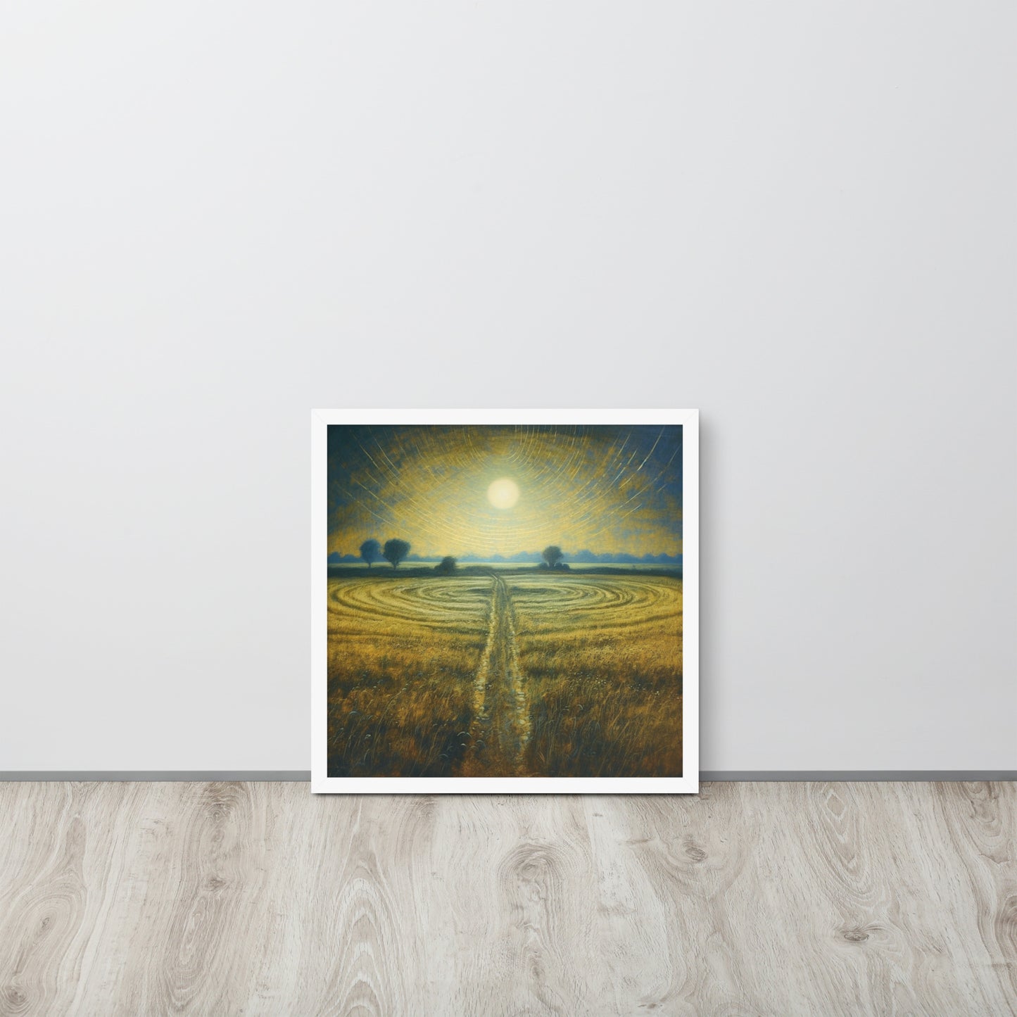 Celestial Harvest: J.M.W. Turner-Inspired Moonlit Field Framed poster - Perfect for a Contemporary Interior