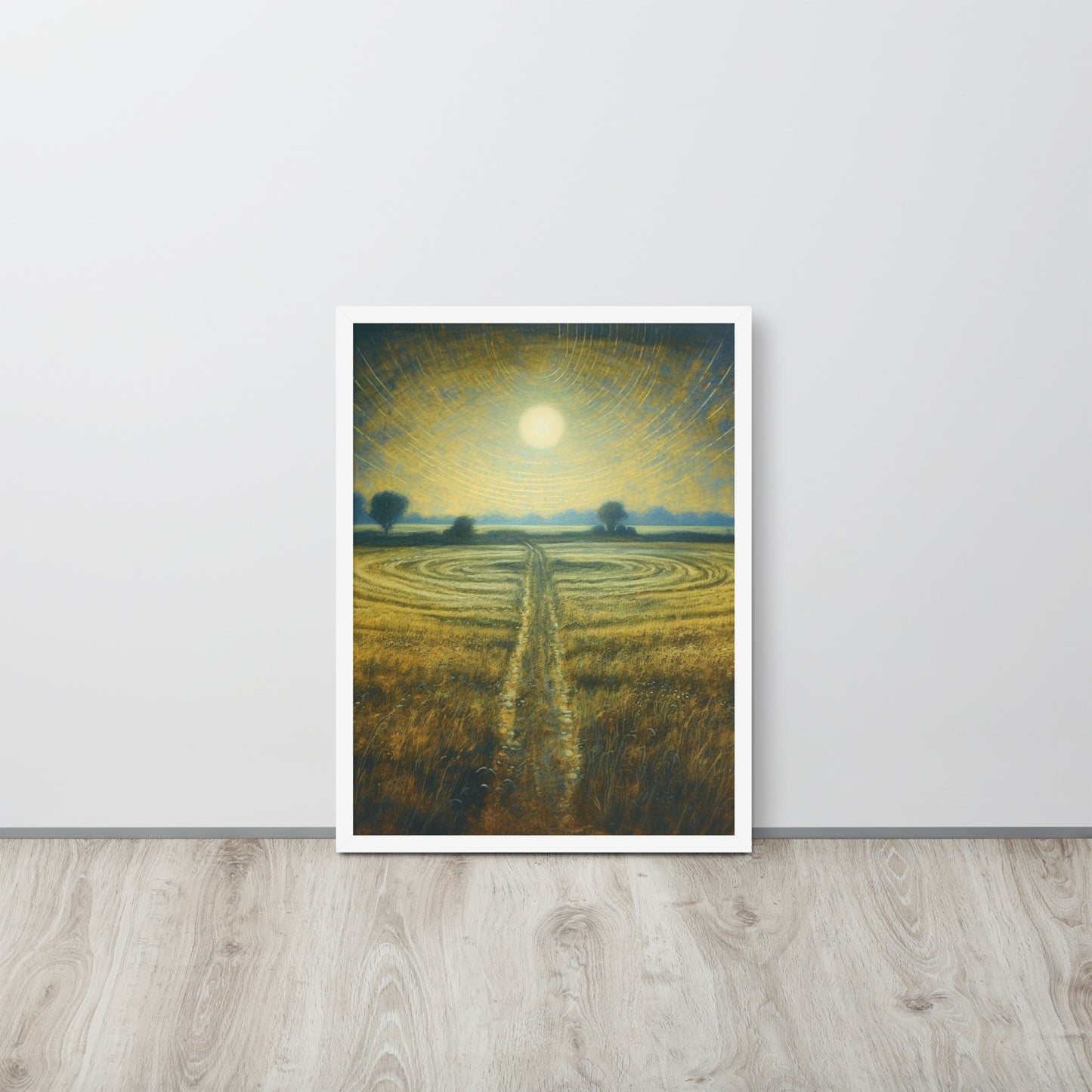 Celestial Harvest: J.M.W. Turner-Inspired Moonlit Field Framed poster - Perfect for a Contemporary Interior